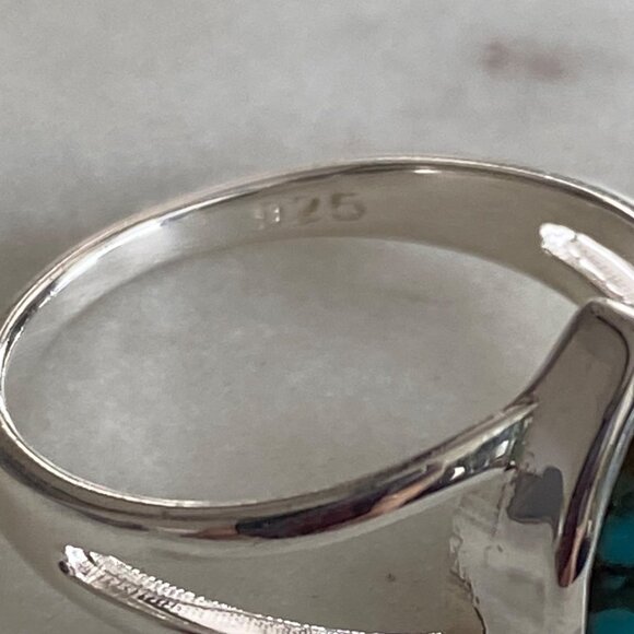 NEW Teardrop Spiny Oyster Turquoise and Sterling Silver Ring Size 7 - Picture 3 of 5